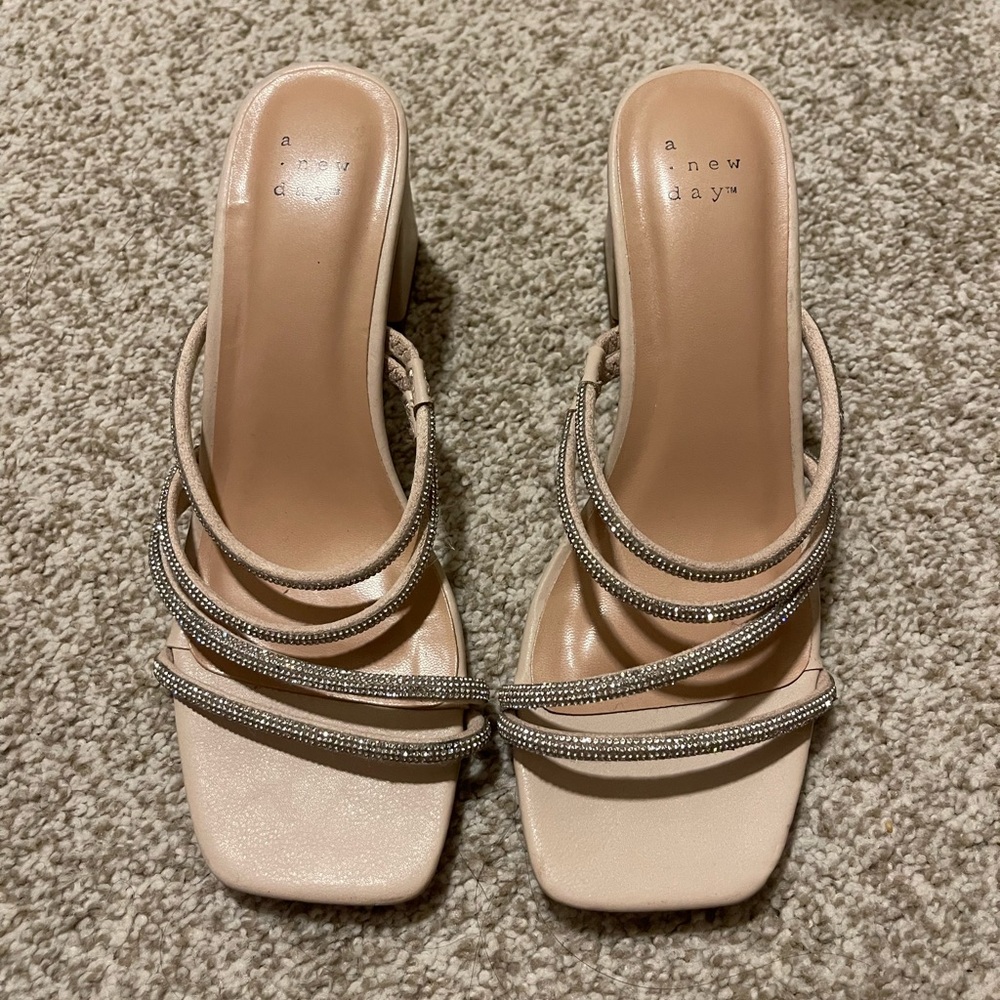 A New Day Women's Beige Strappy Heels